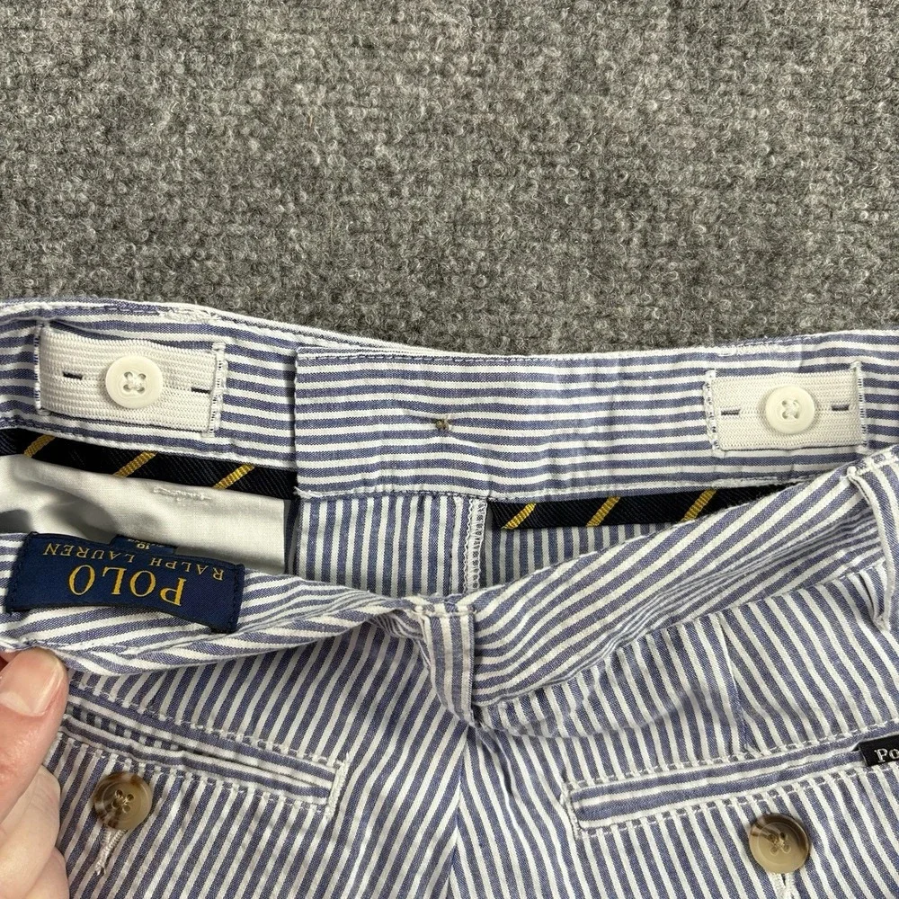 Polo Ralph‎ Lauren Bermuda Shorts Girls 10 Blue White Stretch Classic Resort
